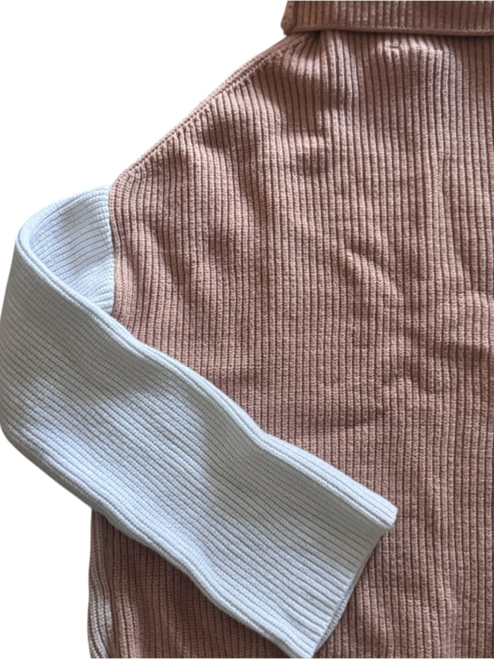 Vici Two-Tone Ribbed Turtleneck Sweater - Brown & Cream, Small/Medium - Picture 5 of 7